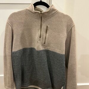 Magellan Outdoors Tan and Gray Zip-Up Sweater